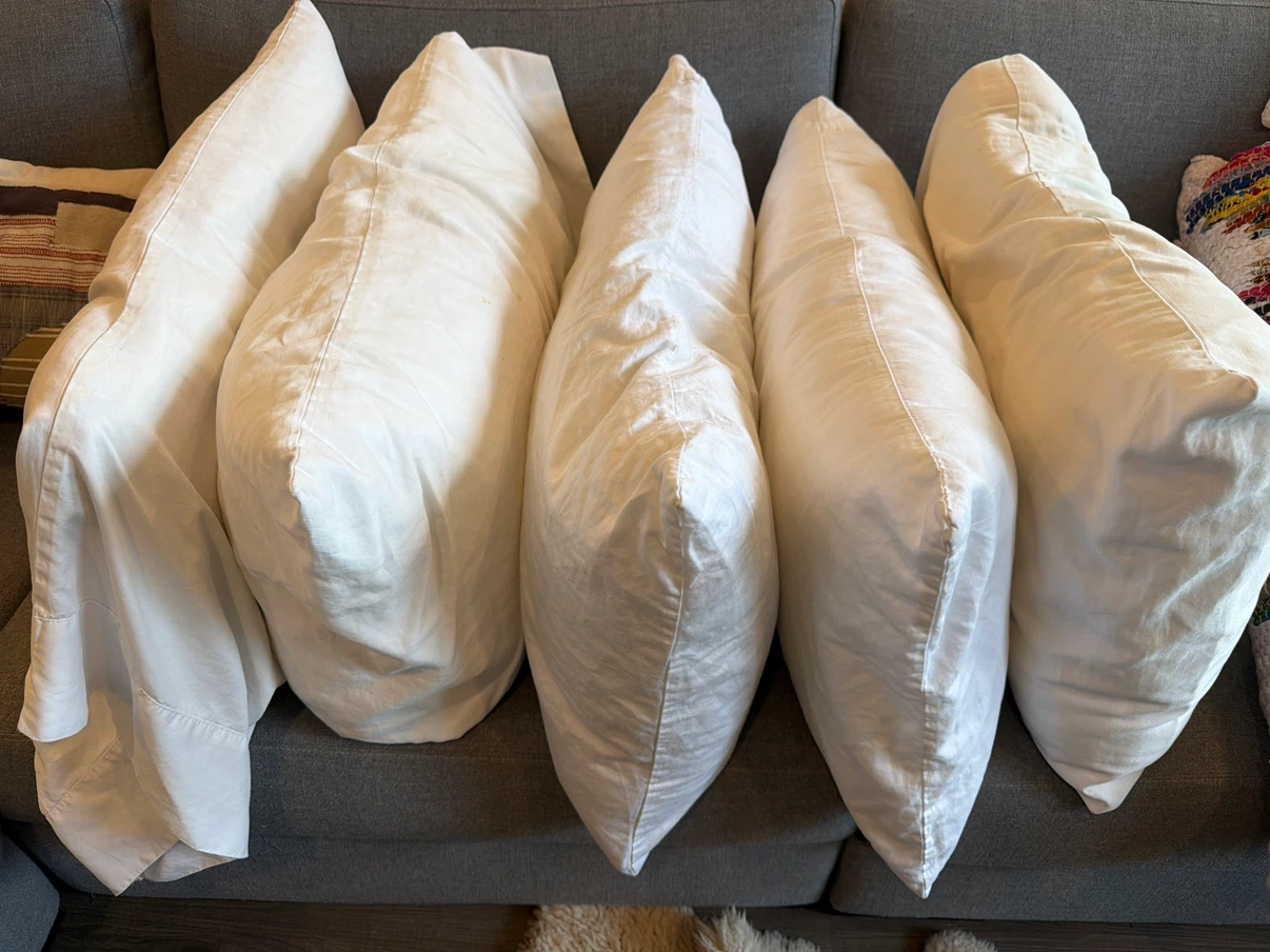Set of 5 White Bed Pillows