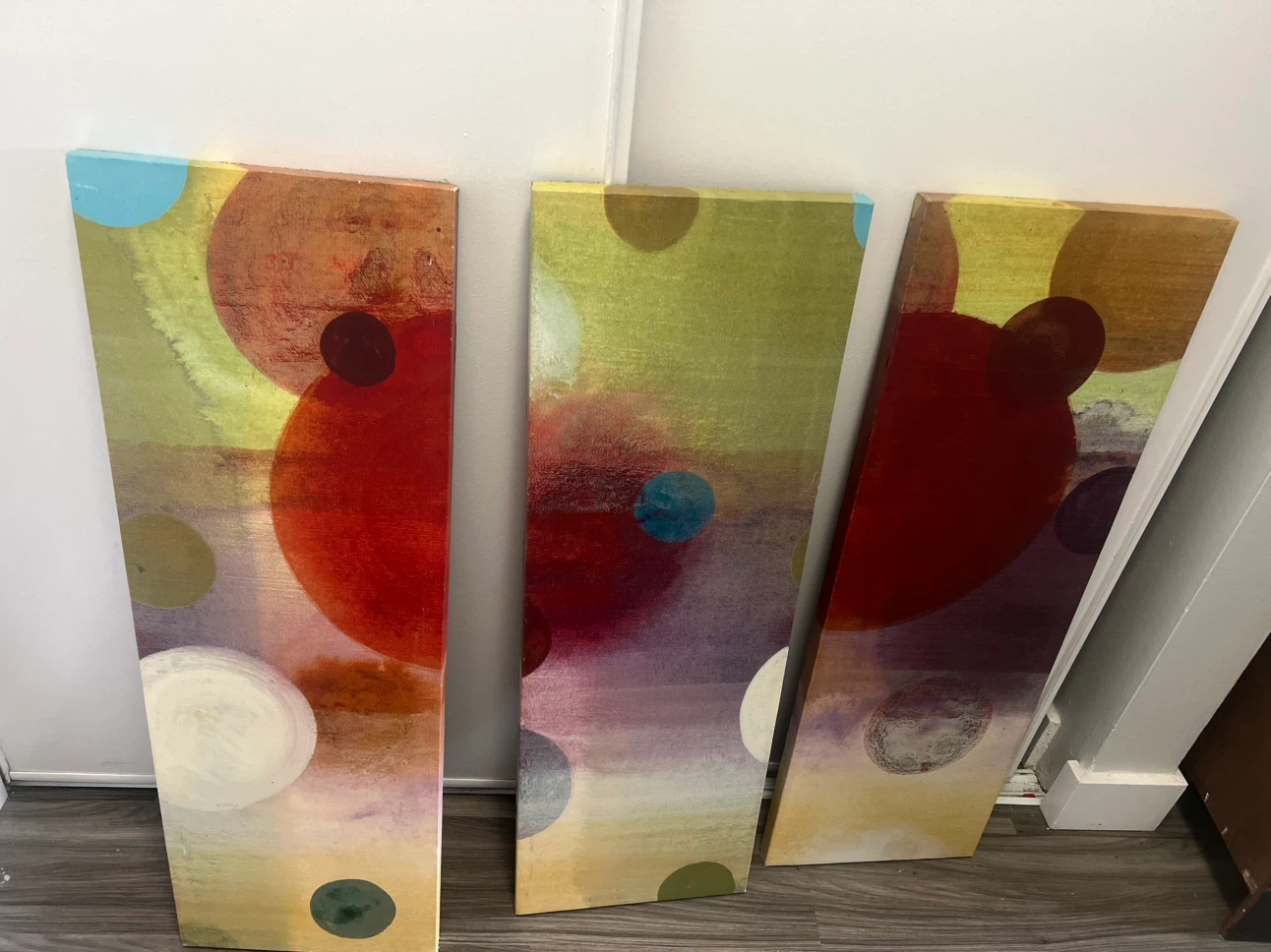 3-Piece .Triptych Wall Art - Abstract Circles Design - photo 2