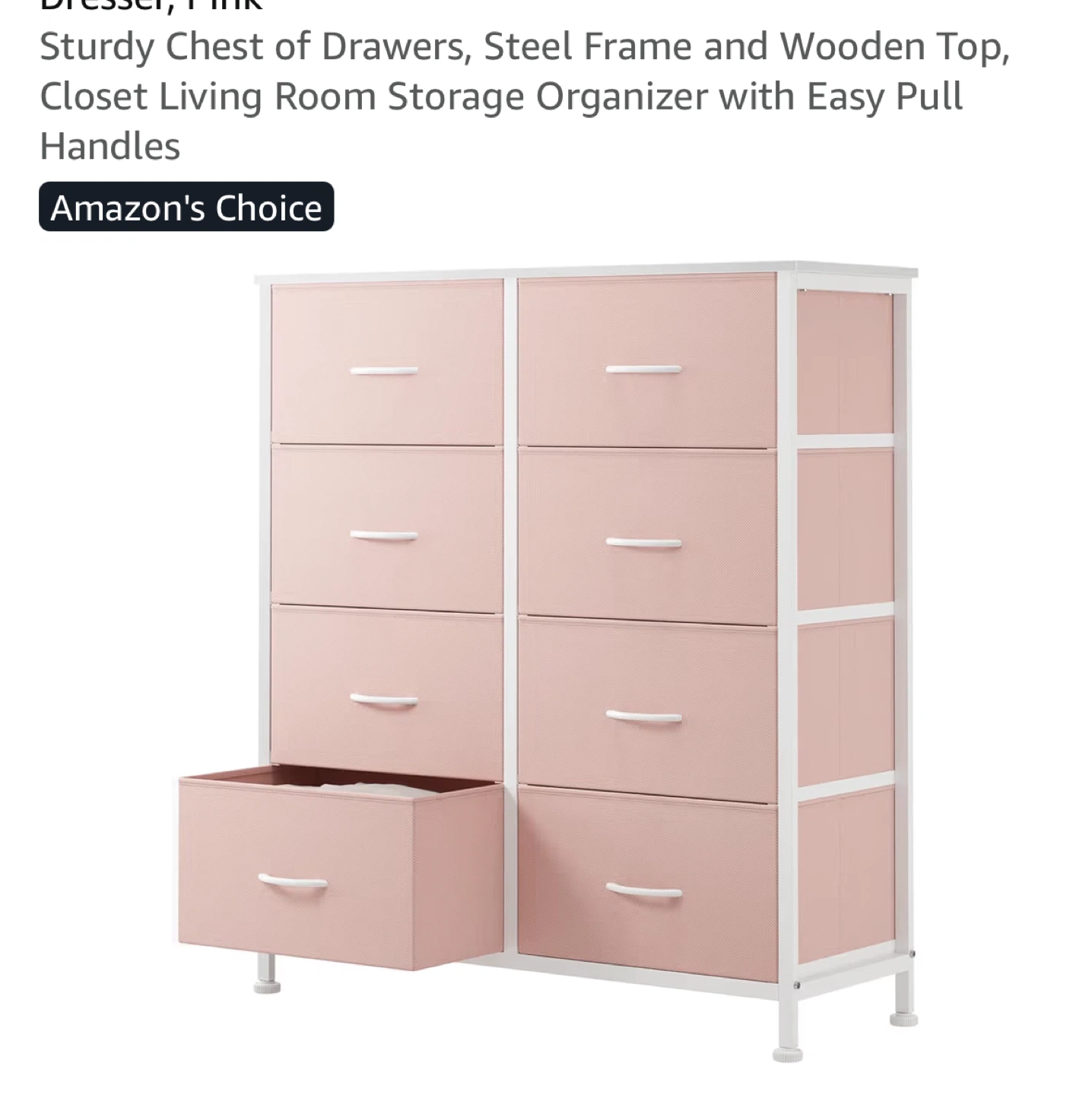 Pink 8-Drawer Dresser with Wooden Top - photo 2