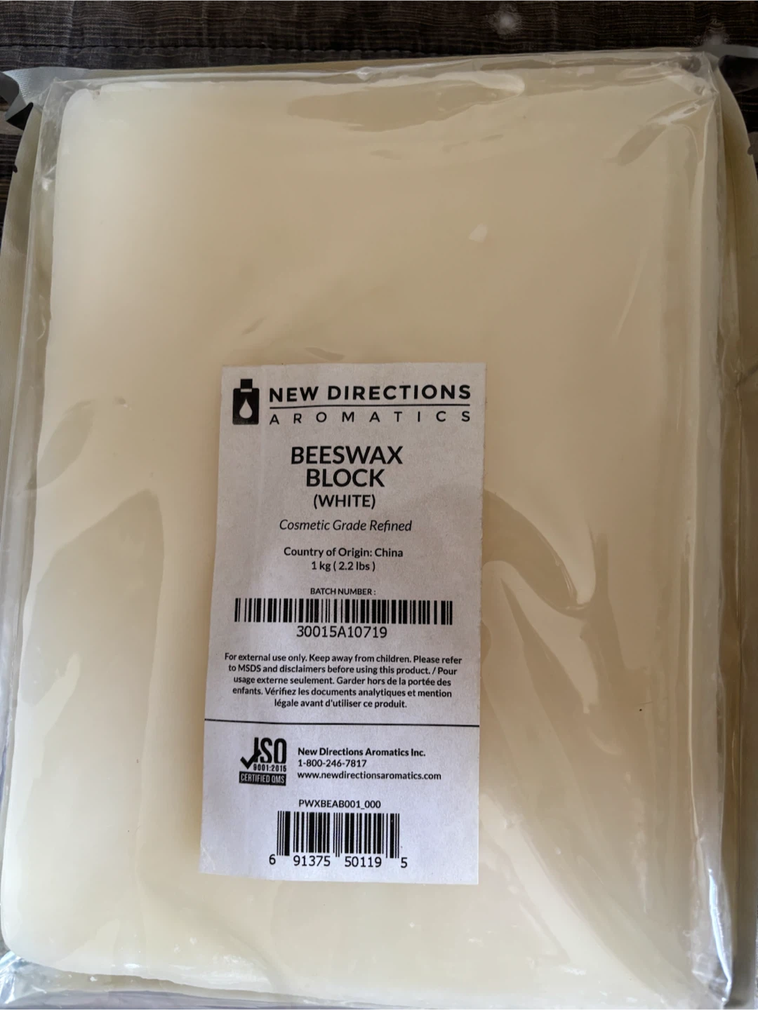 New Directions Aromatics White Beeswax Block