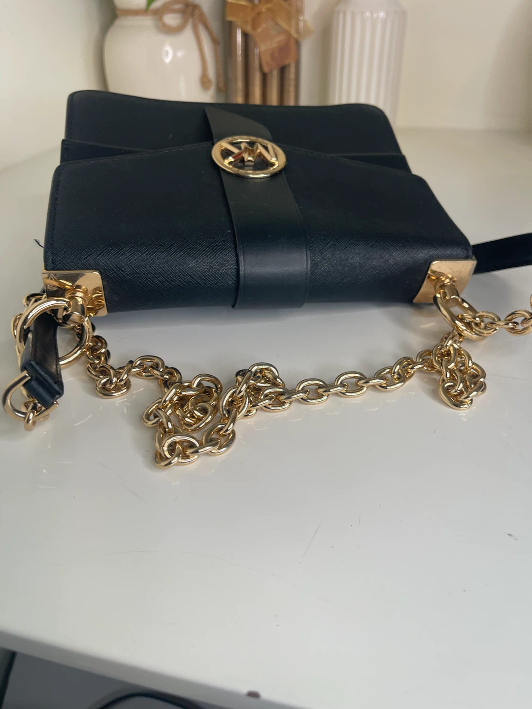 Michael Kors Black Crossbody Bag with Gold Chain