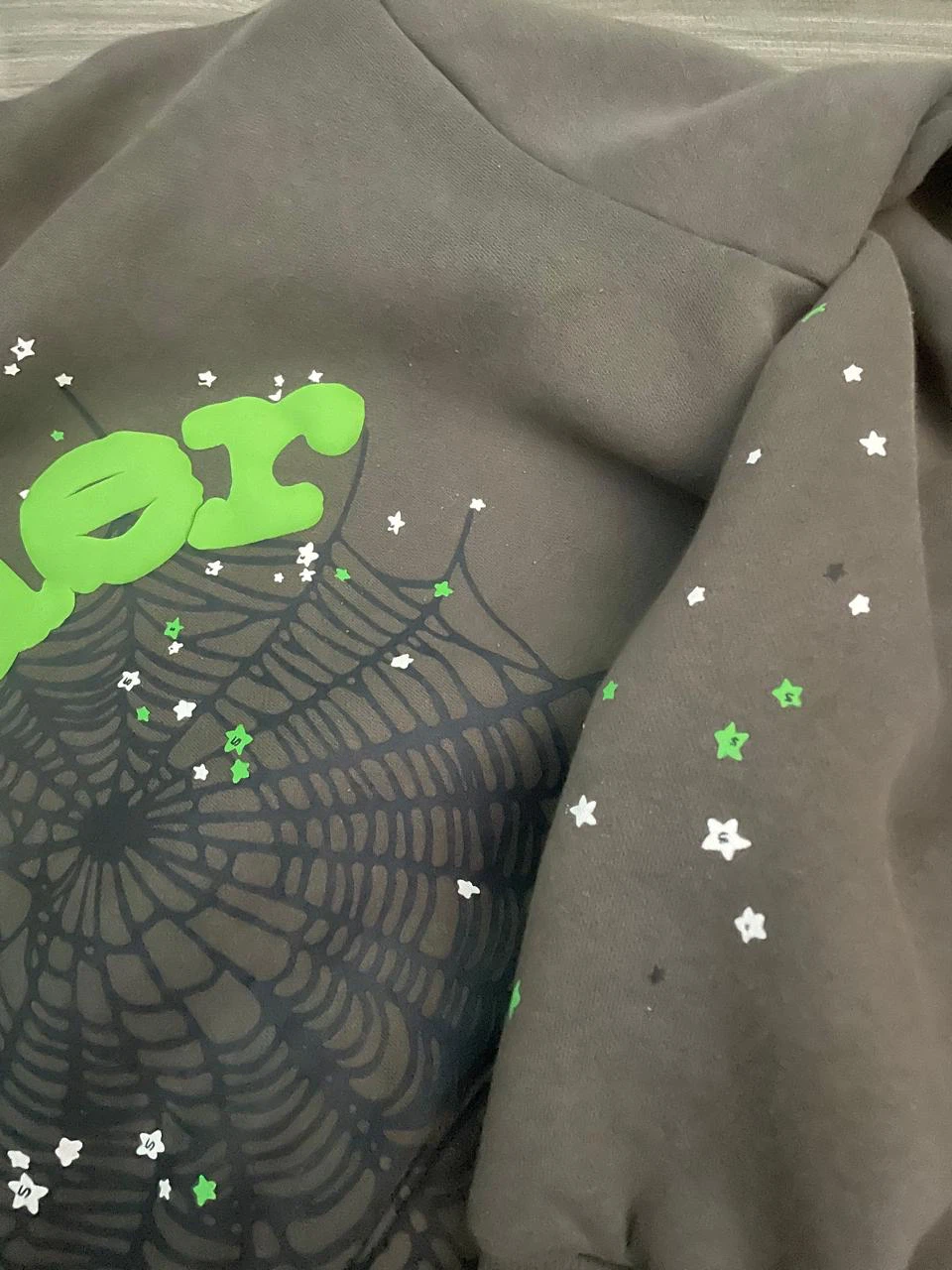 Sp5der Hoodie Brown Spiderweb Graphic