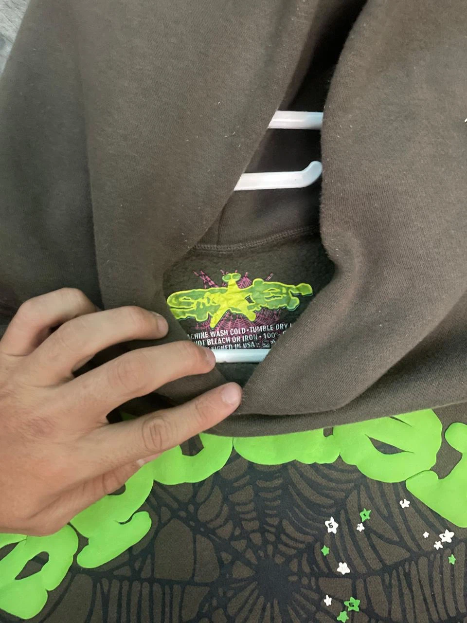 Sp5der Hoodie Brown Spiderweb Graphic - photo 2