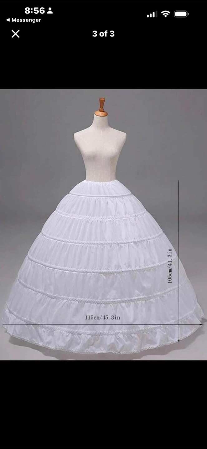 White 5-Hoop Crinoline Petticoat Skirt