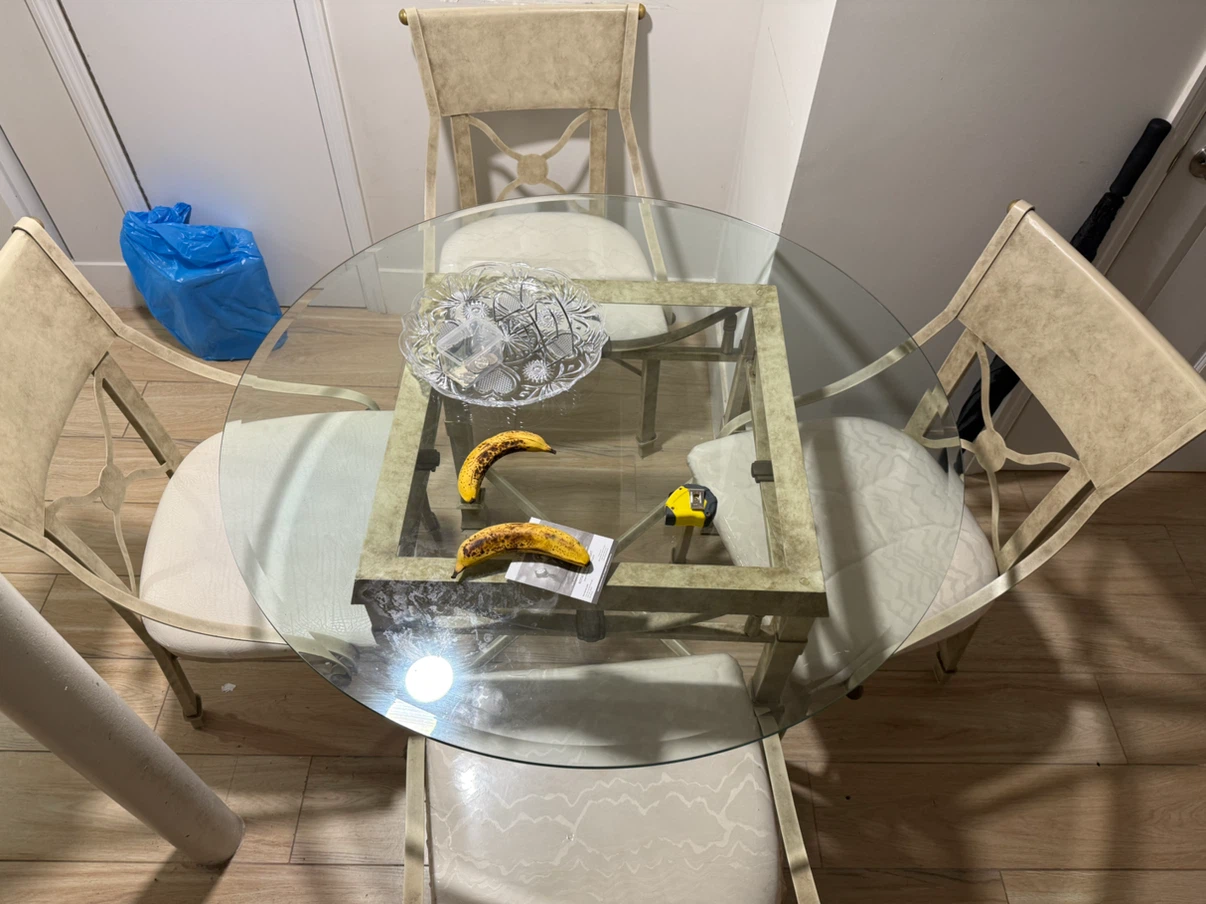 Glass Top Dining Table Set with 4 Chairs