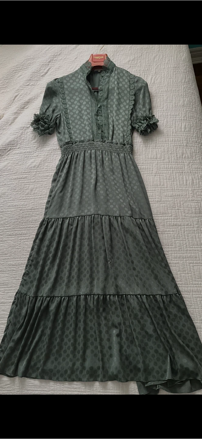 Max Studio Green Lace Trim Dress