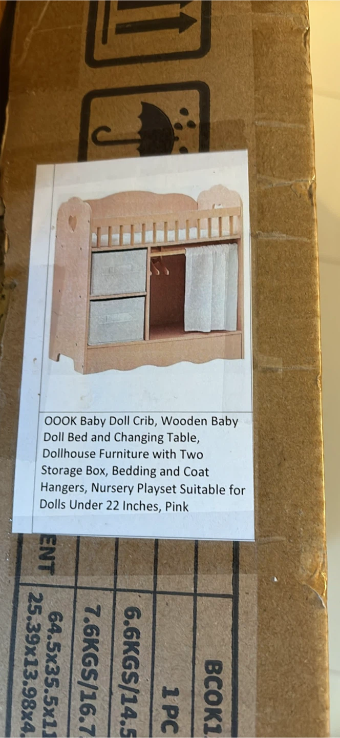 OOOK Baby Doll Crib and Changing Table with Storage