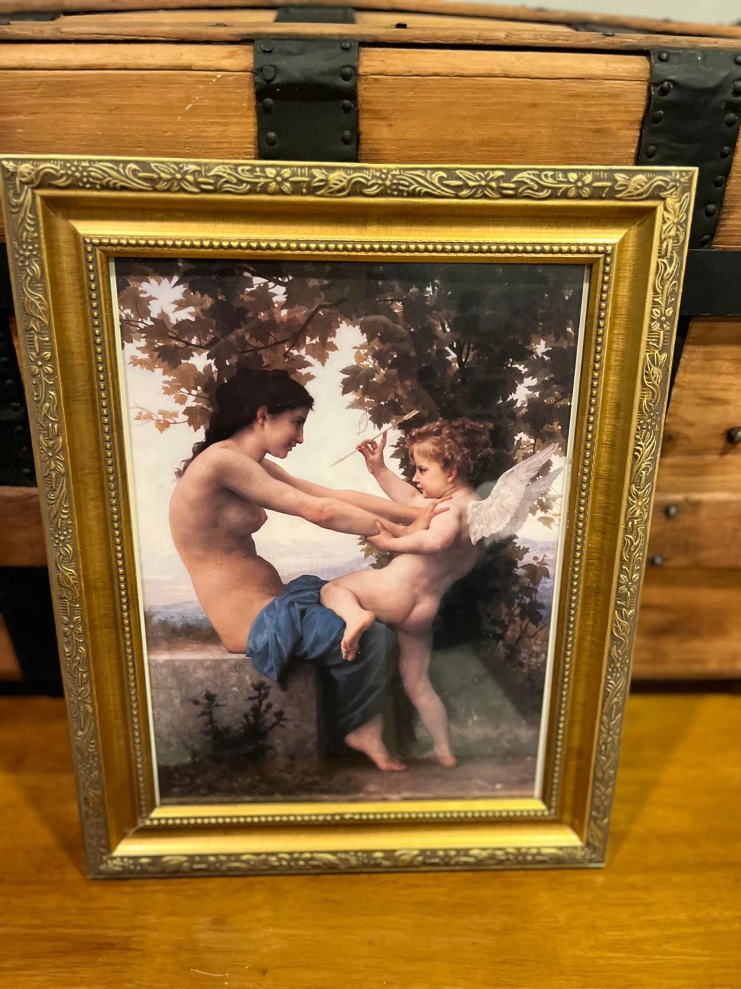Framed Print of Woman and Cherub
