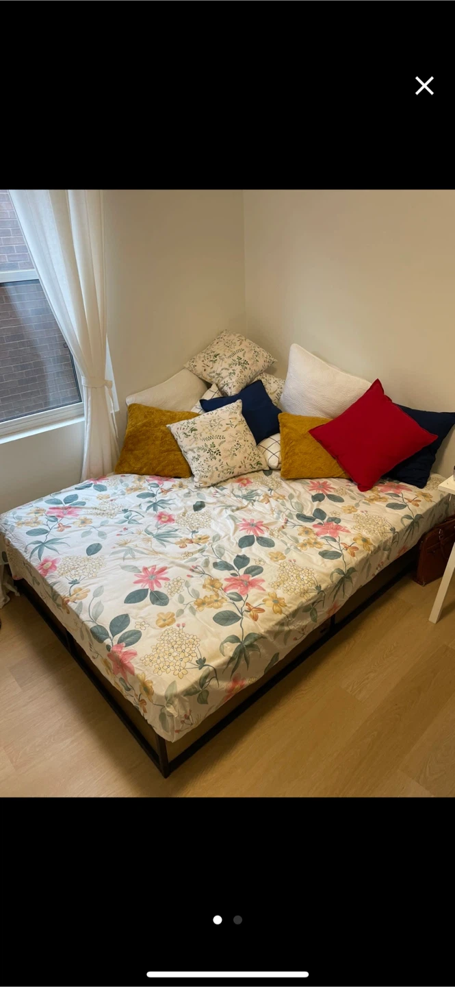 Queen Metal Bed Frame with Mattress - photo 2