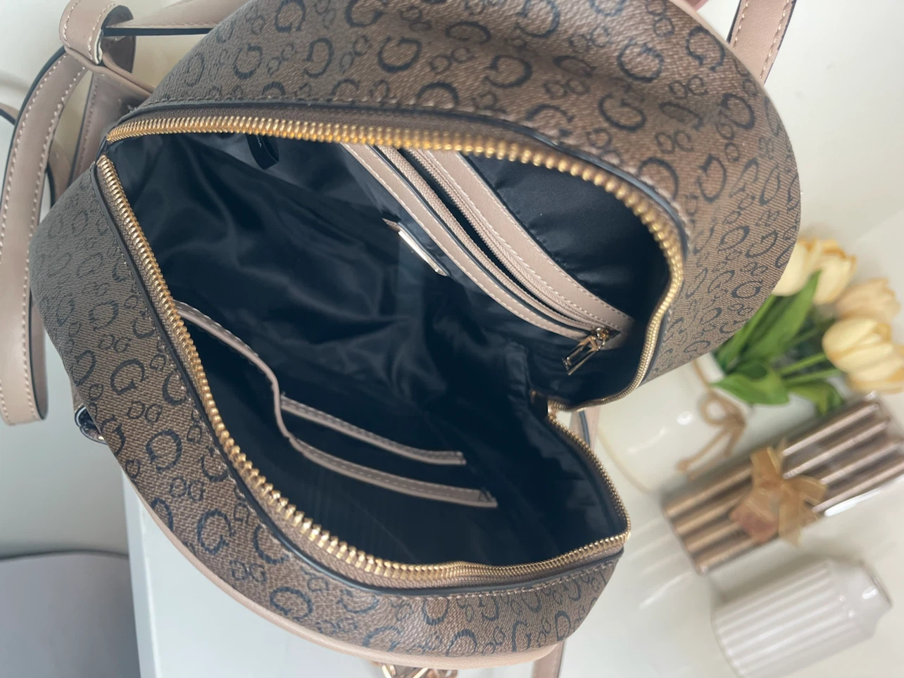 Guess Brown Monogram Mini Backpack - photo 3