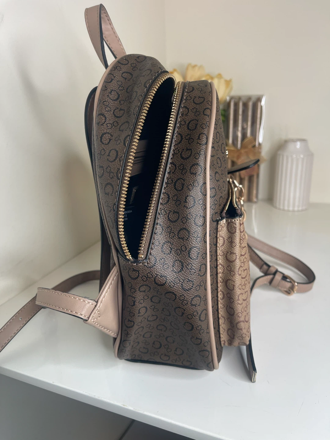 Guess Brown Monogram Mini Backpack - photo 5