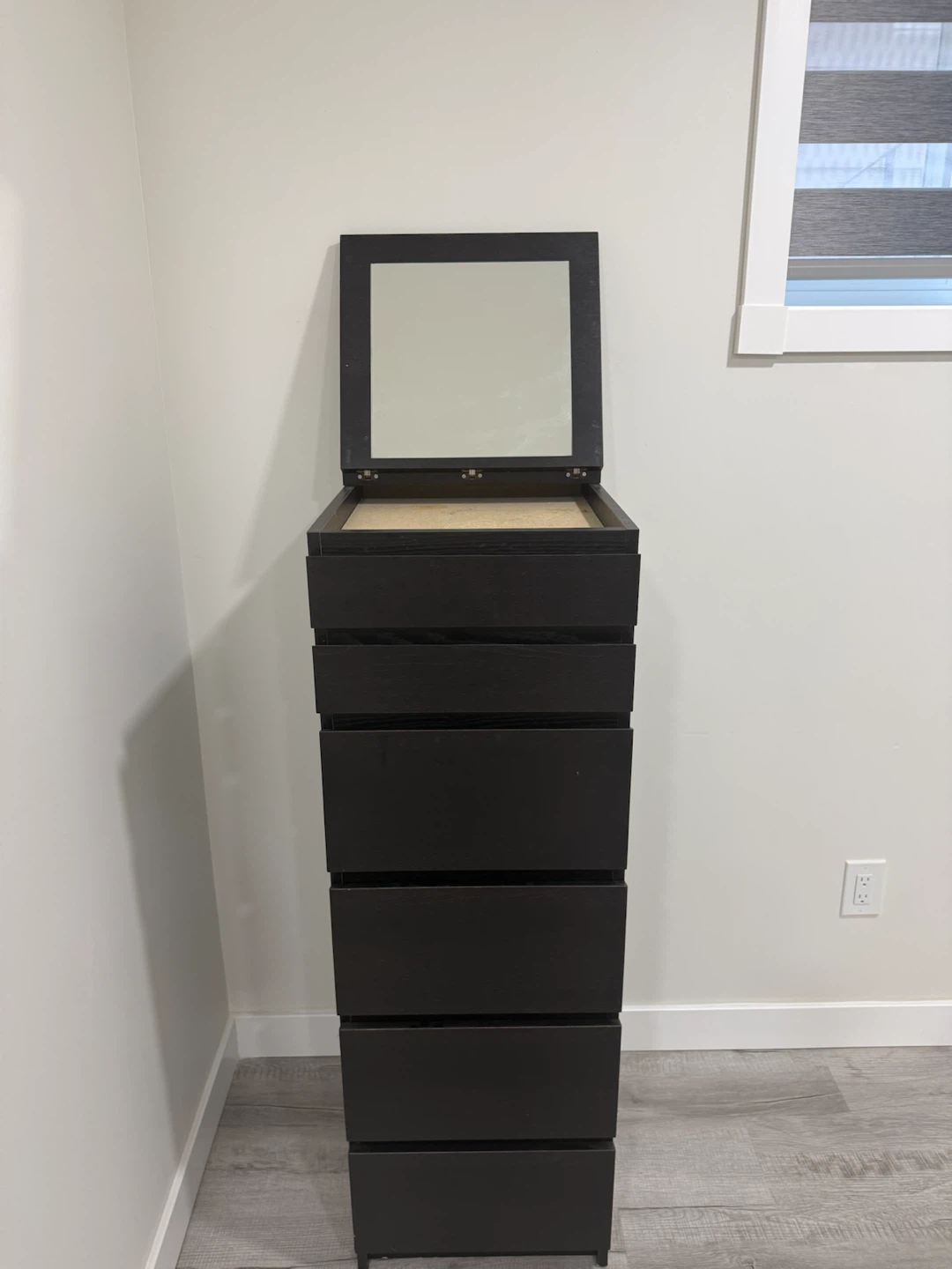 IKEA MALM 6-Drawer Dresser with Flip-Top Mirror - Dark Brown - photo 3