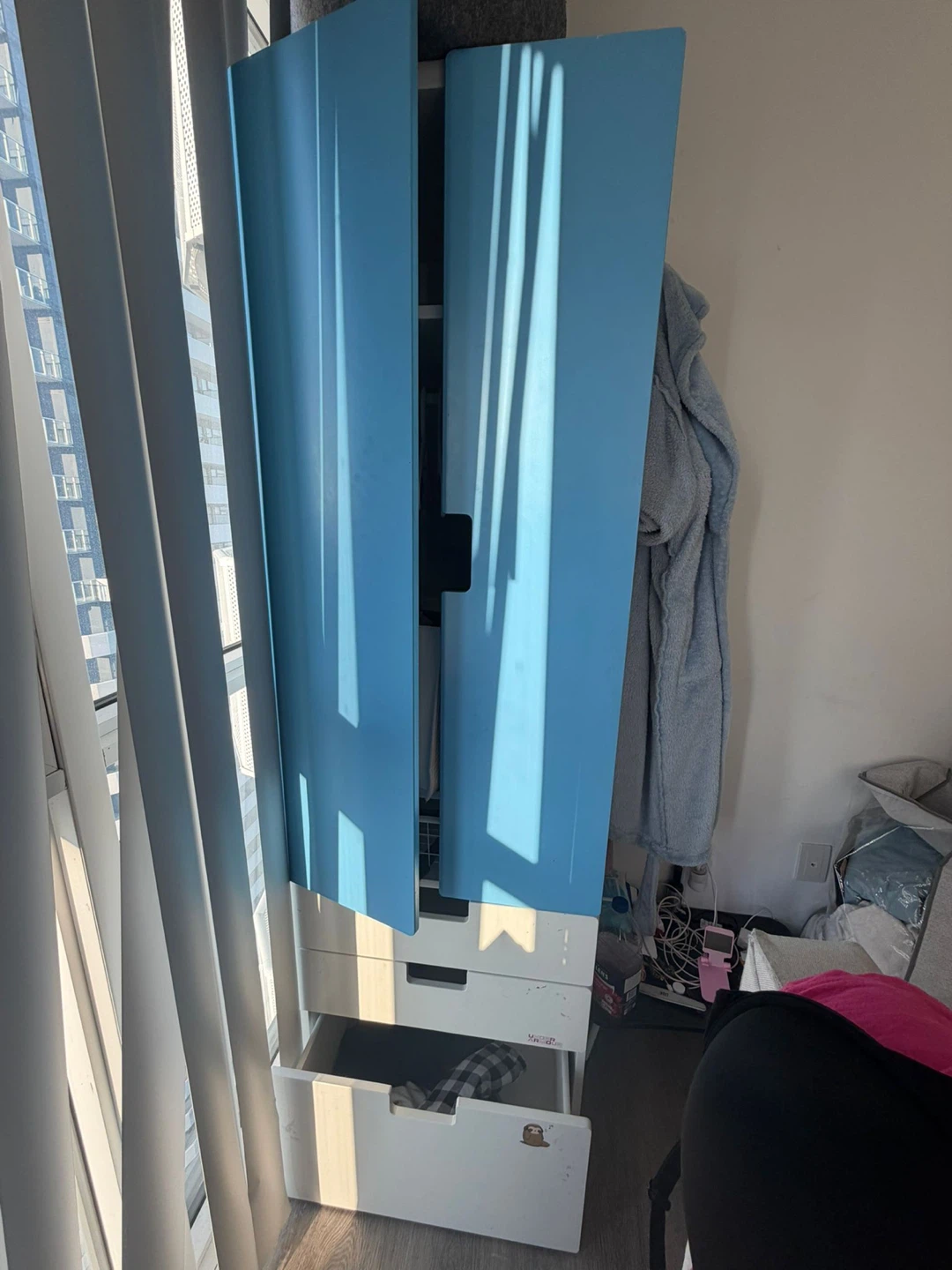Blue Wardrobe with Drawers