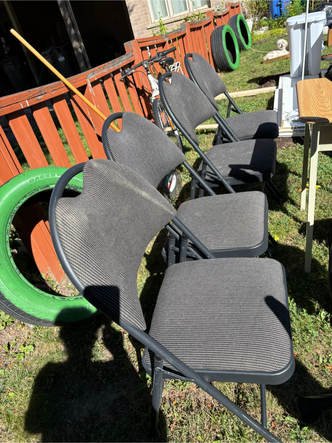Set of 4 Grey Folding Chairs