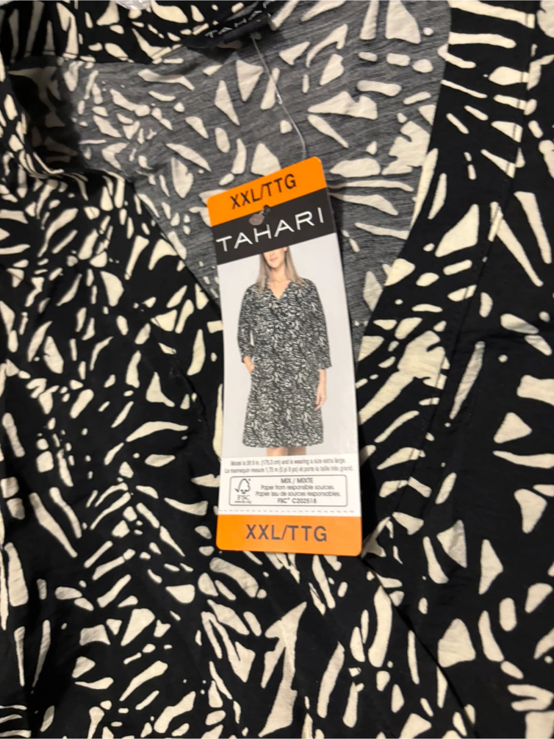 Tahari Black and White Leaf Print Dress XXL - photo 2