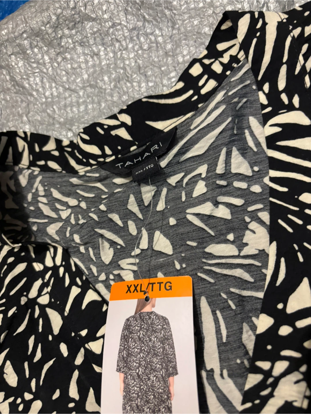 Tahari Black and White Leaf Print Dress XXL - photo 3