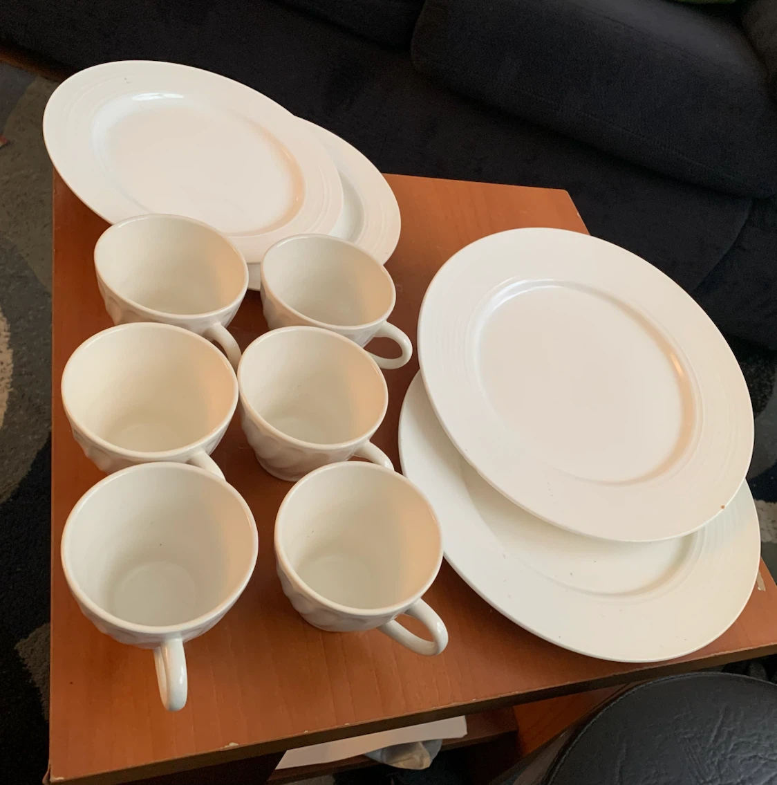 White Ceramic Coffee Cups and Saucers Set