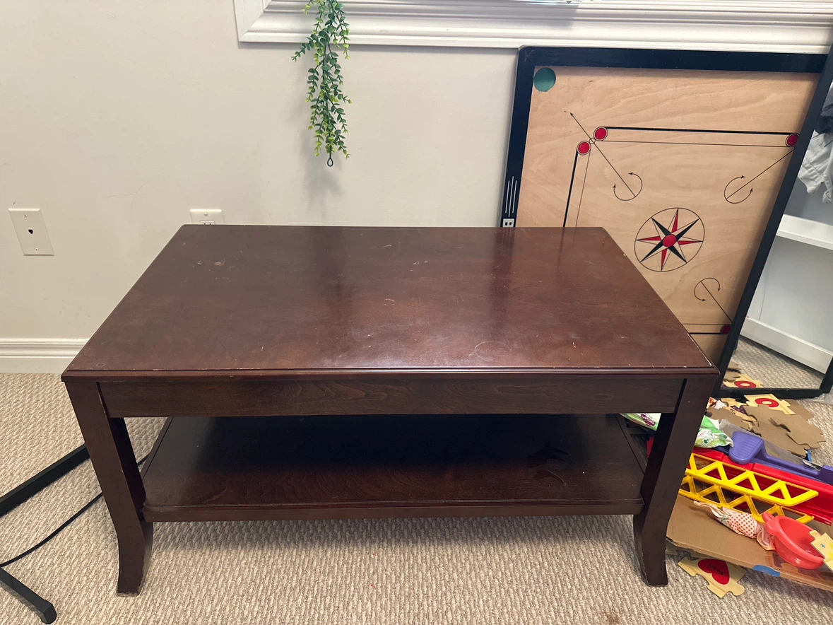 Dark Brown Coffee Table with Shelf - photo 2