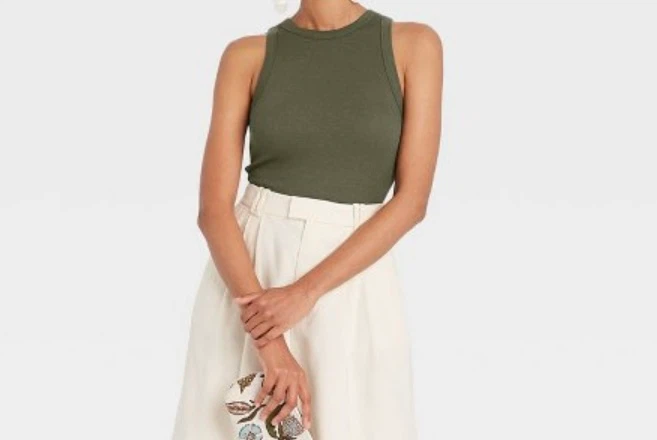 A New Day Ribbed Tank Top - Olive Green - Medium - photo 2
