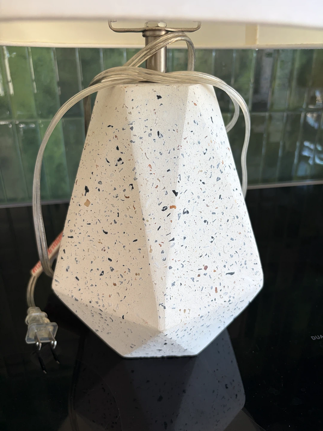 Terrazzo Geometric Table Lamp with White Shade - photo 2