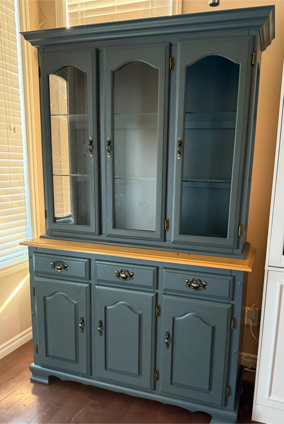 Blue China Cabinet with Glass Doors