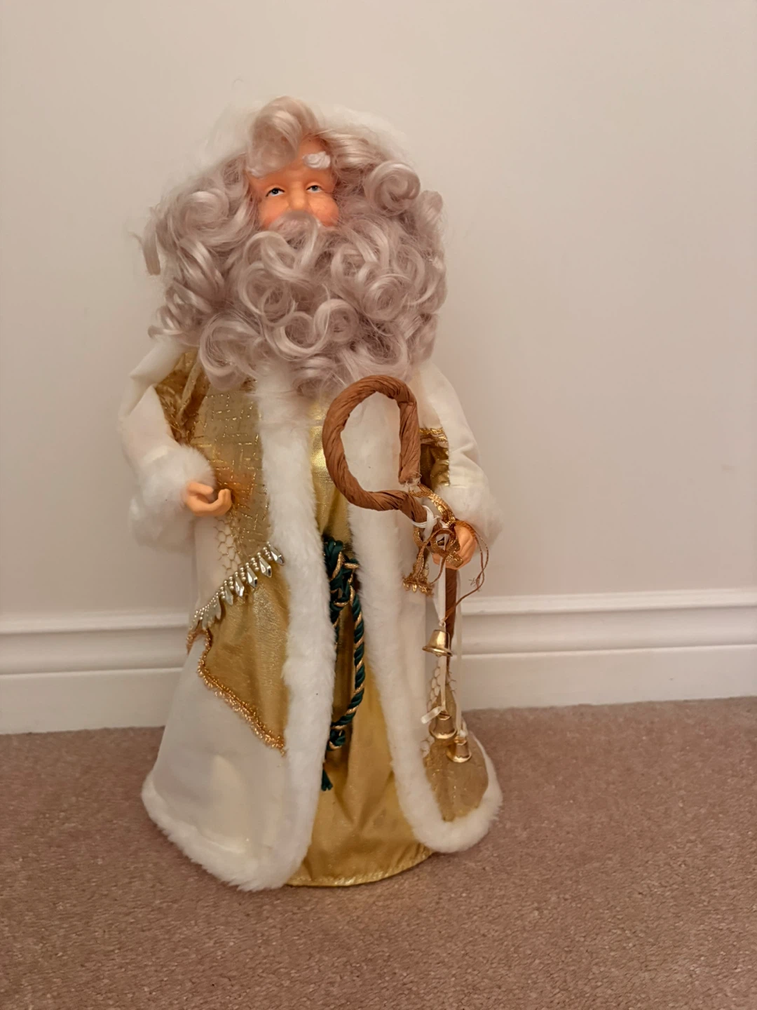Decorative Father Christmas Figure with Staff