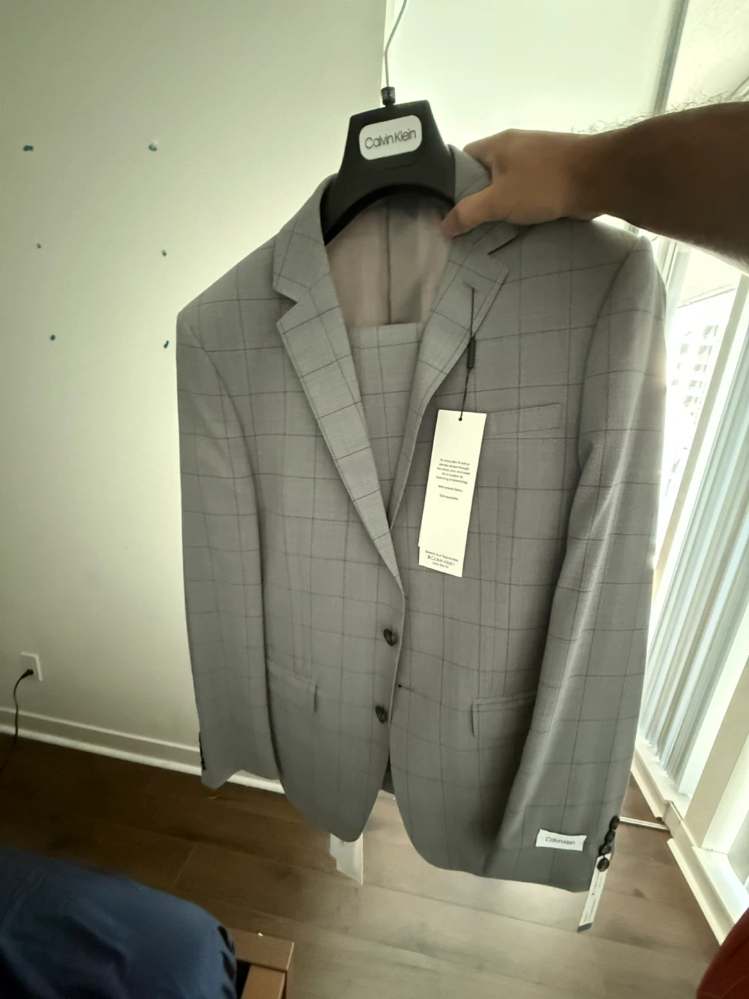 Calvin Klein Men's Grey Plaid Suit - 33W x 32L