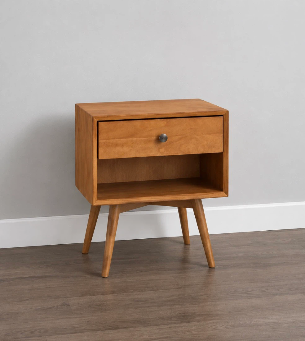 New Mid-Century Solid Wood Nightstand or Side Table