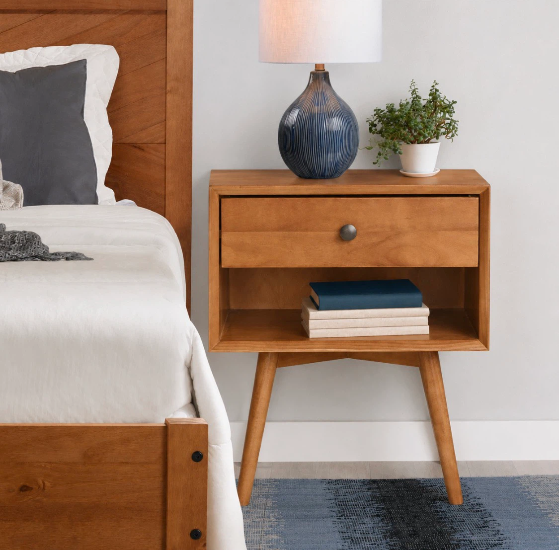 New Mid-Century Solid Wood Nightstand or Side Table - photo 2