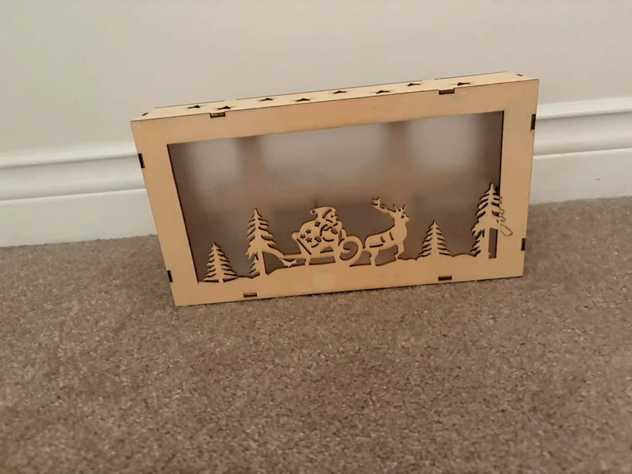 Wooden Christmas Scene Light Box