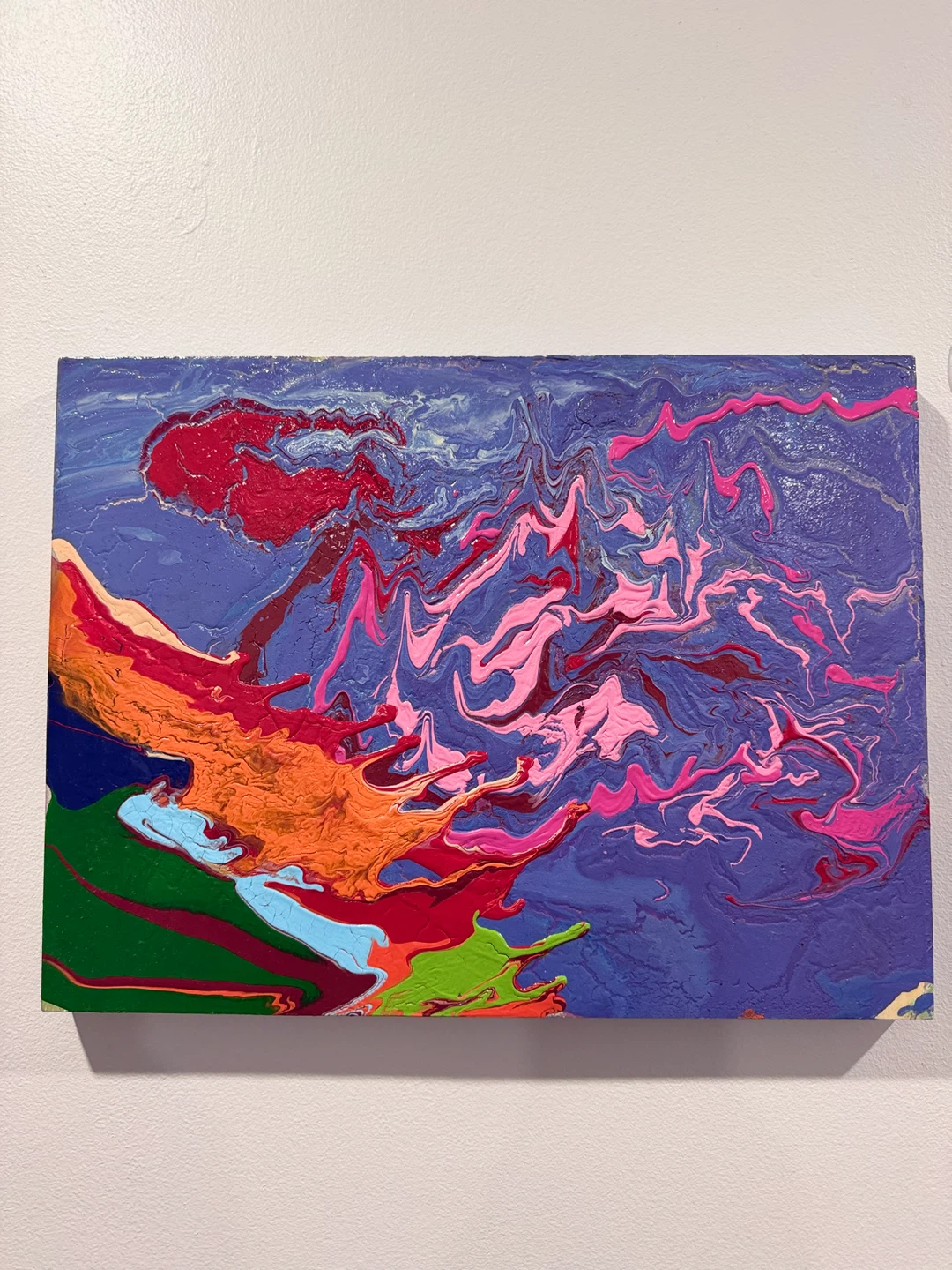 Abstract painting on wooden canvas