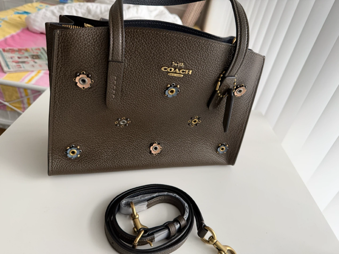 Coach Floral Embellished Leather Tote Bag - photo 4