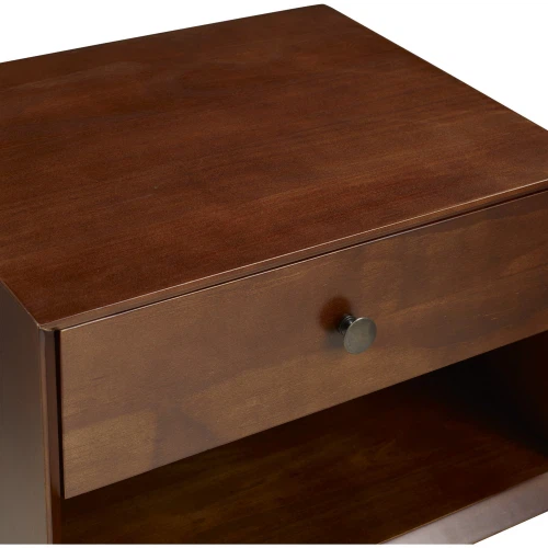 New Mid Century 1 Drawer Solid Wood Nightstand - Walnut Finish - photo 4