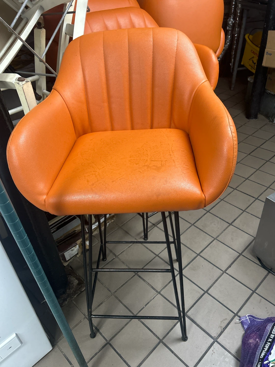 Orange Bar Stools (Set of 3)