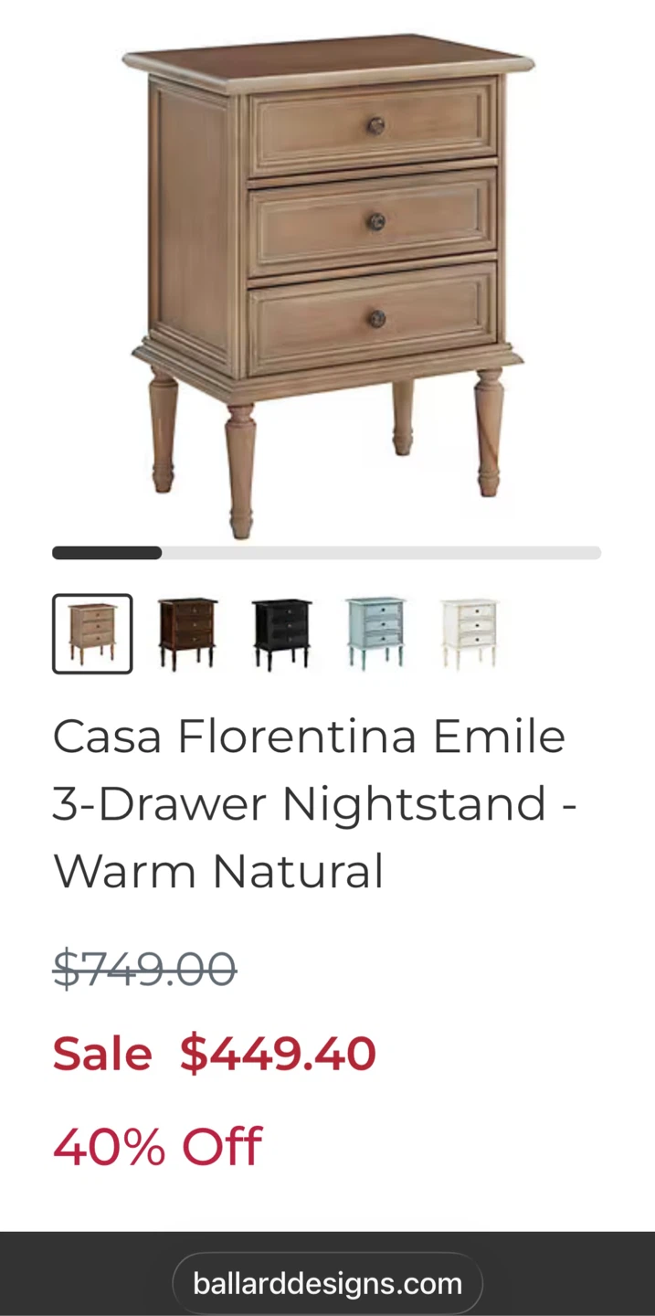 Ballard Designs Casa Florentina Emile 3-Drawer Nightstand - photo 3
