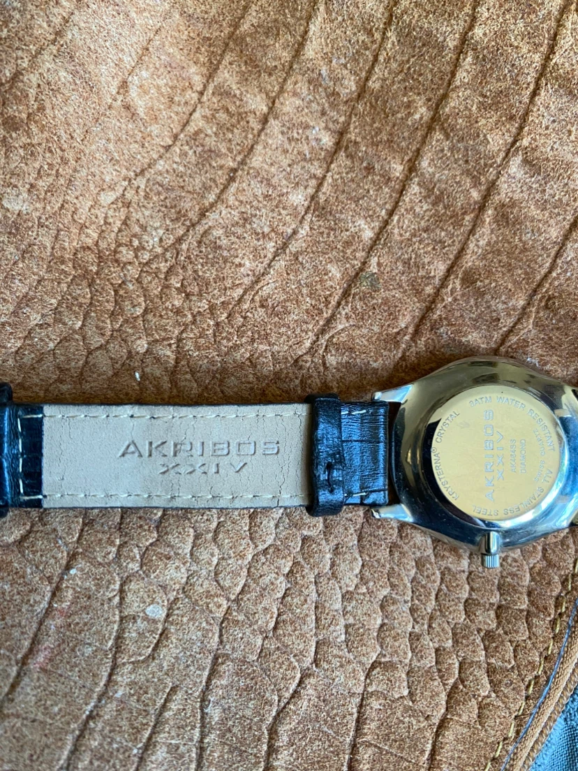 Akribos XXIV AK464BU Diamond Markers Leather Strap Watch - photo 2