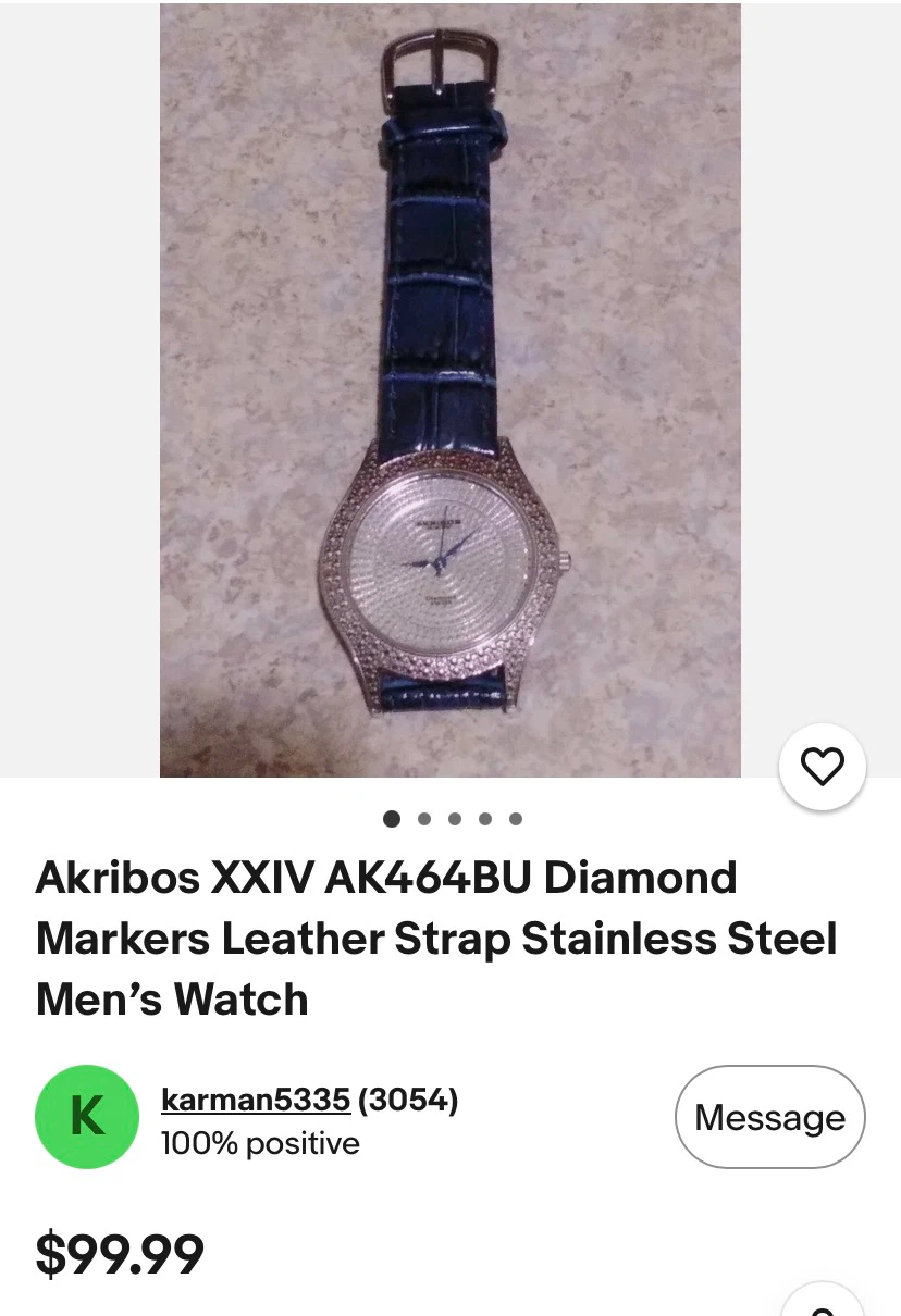 Akribos XXIV AK464BU Diamond Markers Leather Strap Watch - photo 3