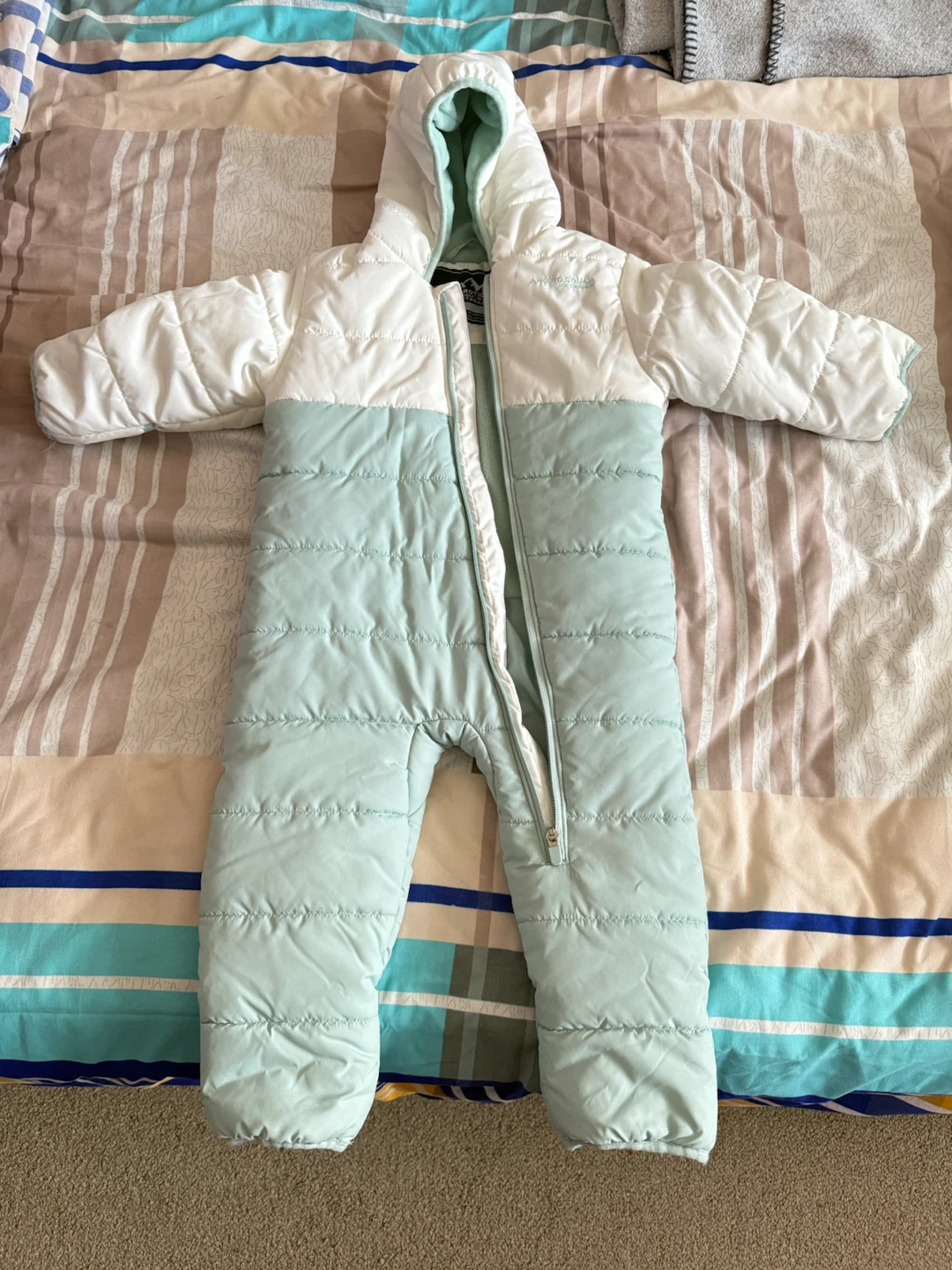 Brand New Baby Snowsuit (18 to 24 months) - White & Mint Green