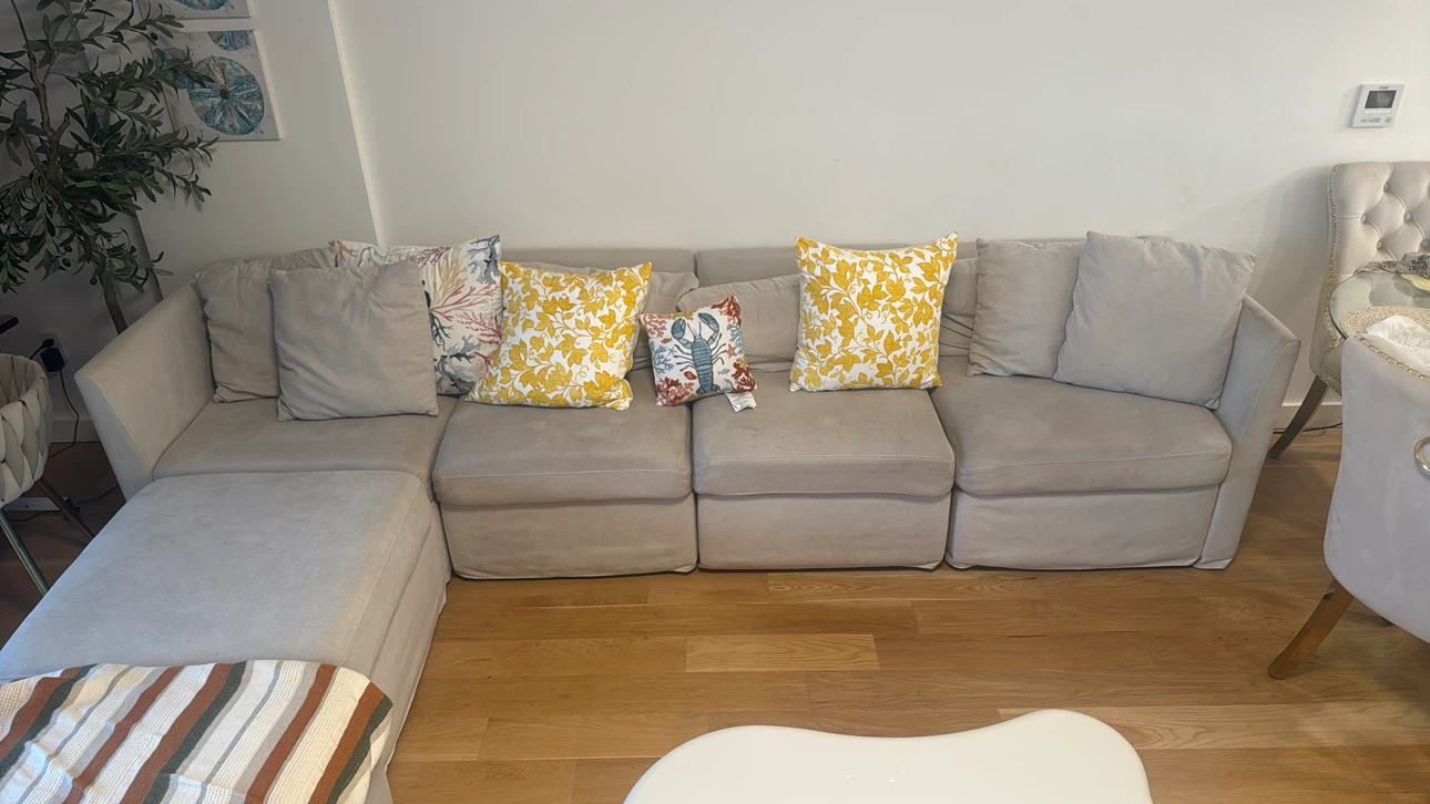 Light Gray Sectional Sofa with Ottoman
