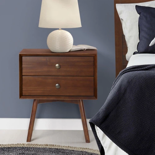 New Mid Century 2-Drawer Solid Wood Nightstand - photo 2