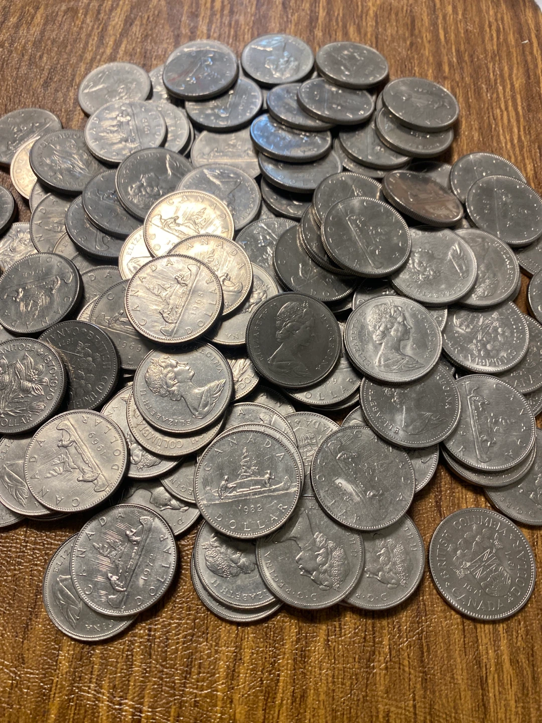 100 Assorted Canadian 1 Dollar Coins - photo 2