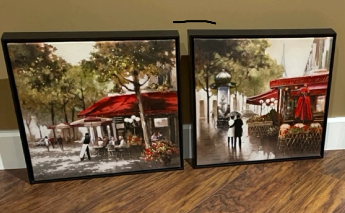 Set of 2 Framed Paris Cafe Scene Wall Art