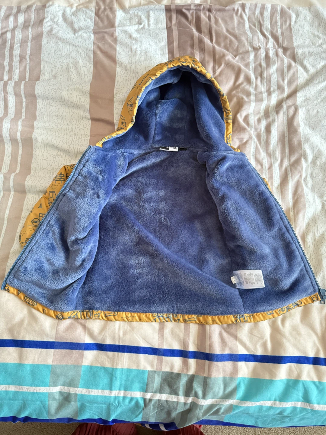 Kids Yellow Construction Print Hooded Fall Jacket - photo 3