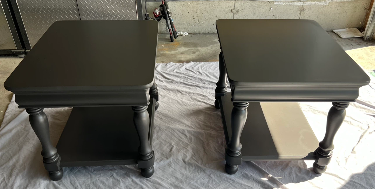 Two painted end tables