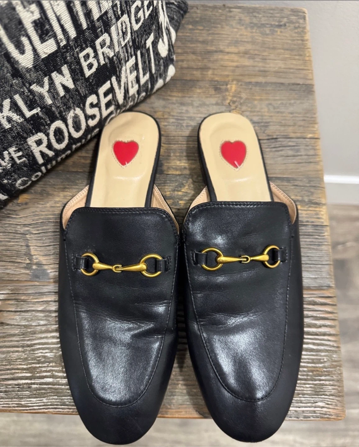 Black faux Leather Slip-On “princeton” Mules - size 9.5 - photo 2