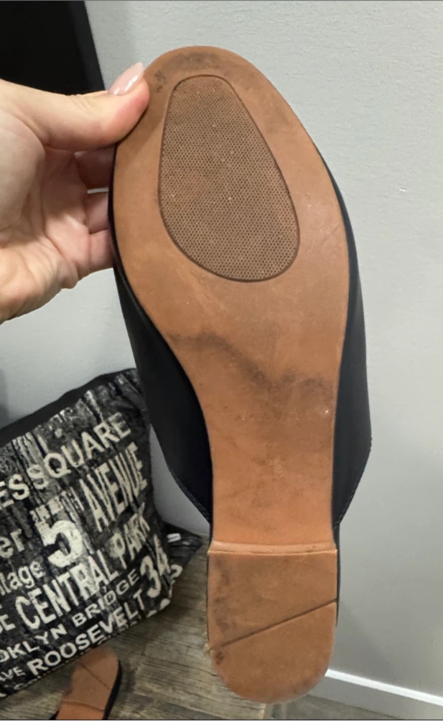 Black faux Leather Slip-On “princeton” Mules - size 9.5 - photo 4