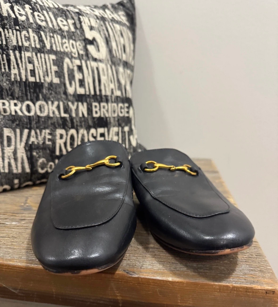 Black faux Leather Slip-On “princeton” Mules - size 9.5 - photo 5