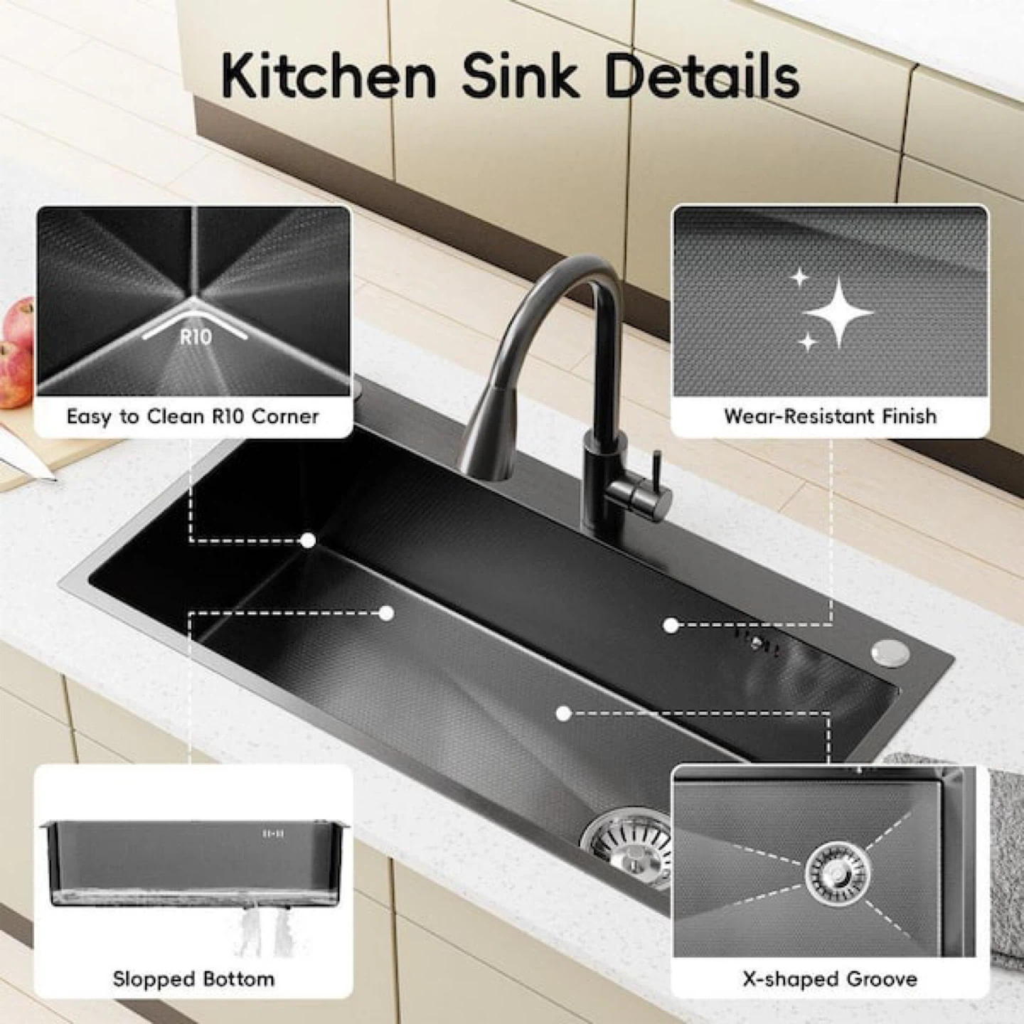 30 in. Drop-in/Undermount Single Bowl 16-Gauge Black Stainless - photo 2