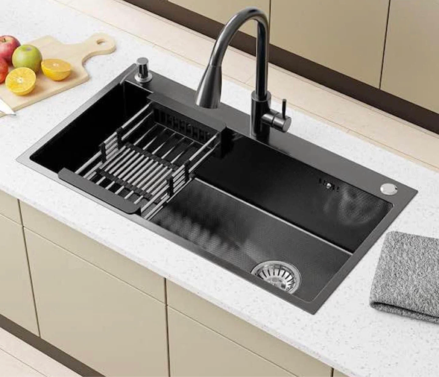 30 in. Drop-in/Undermount Single Bowl 16-Gauge Black Stainless
