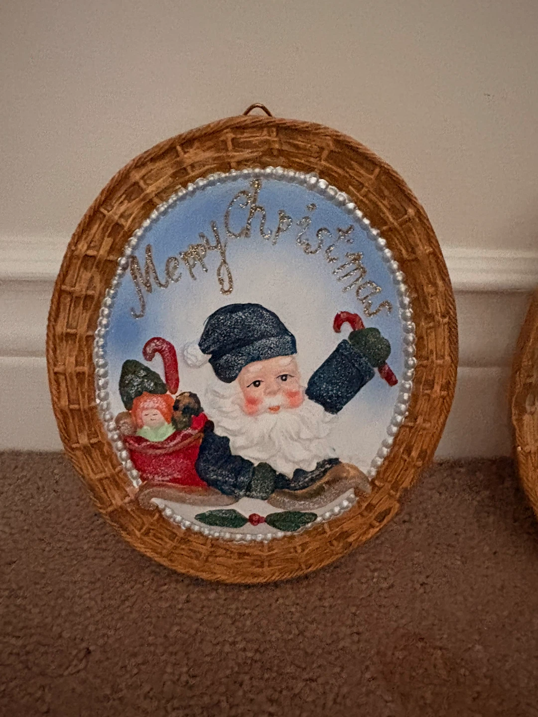 Pair of Christmas Wall Hangings - Santa & Snowman - photo 2